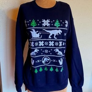 Ugly Jurassic Park Christmas Sweater MED